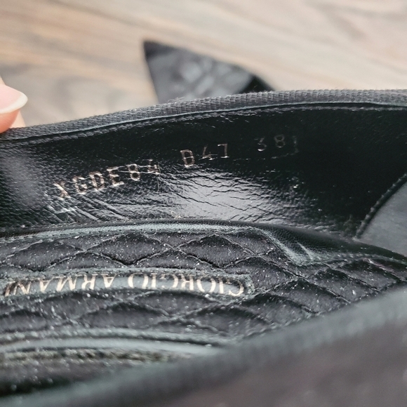 Giorgio Armani Black Satin Velvet Rhinestone Pumps - Picture 9 of 9